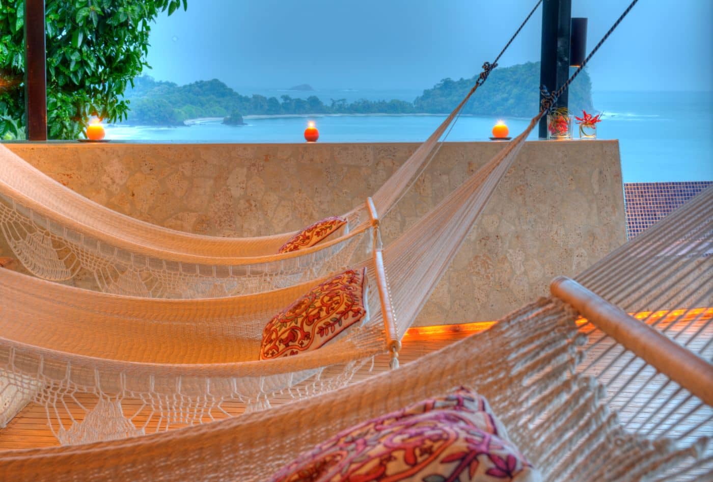 hammocks on rooftop of costa rica villa