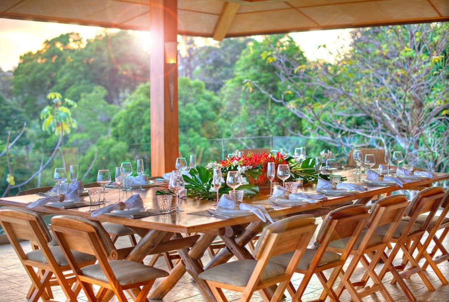 large dining terrace at private group villa in costa rica